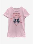 Disney Mickey Mouse Heart Polka Dot Silhouette Youth Girls T-Shirt, PINK, hi-res