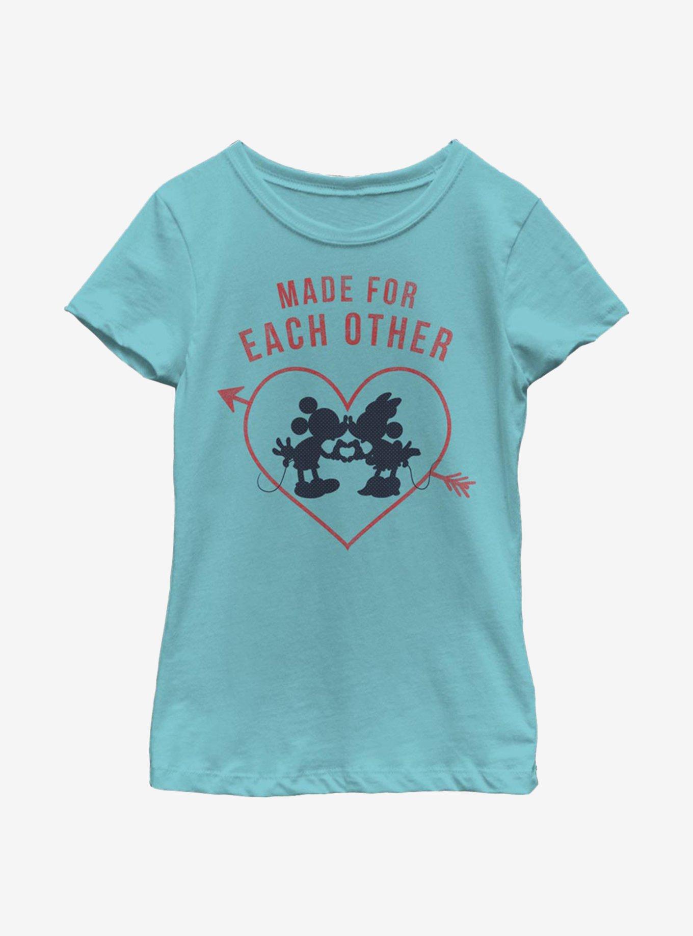 Disney Mickey Mouse Heart Polka Dot Silhouette Youth Girls T-Shirt, , hi-res