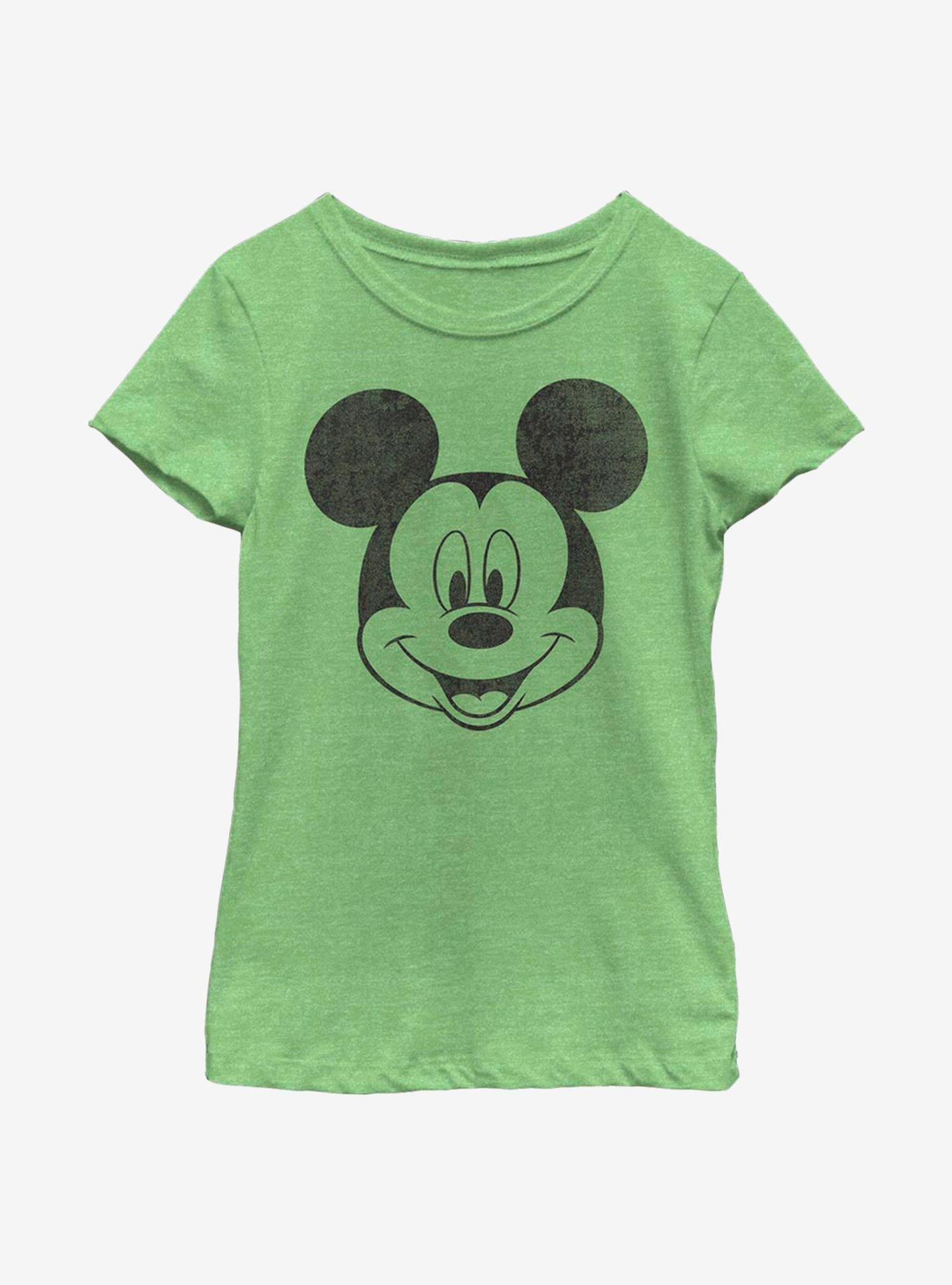 Disney Mickey Mouse Face Youth Girls T-Shirt, GRN APPLE, hi-res