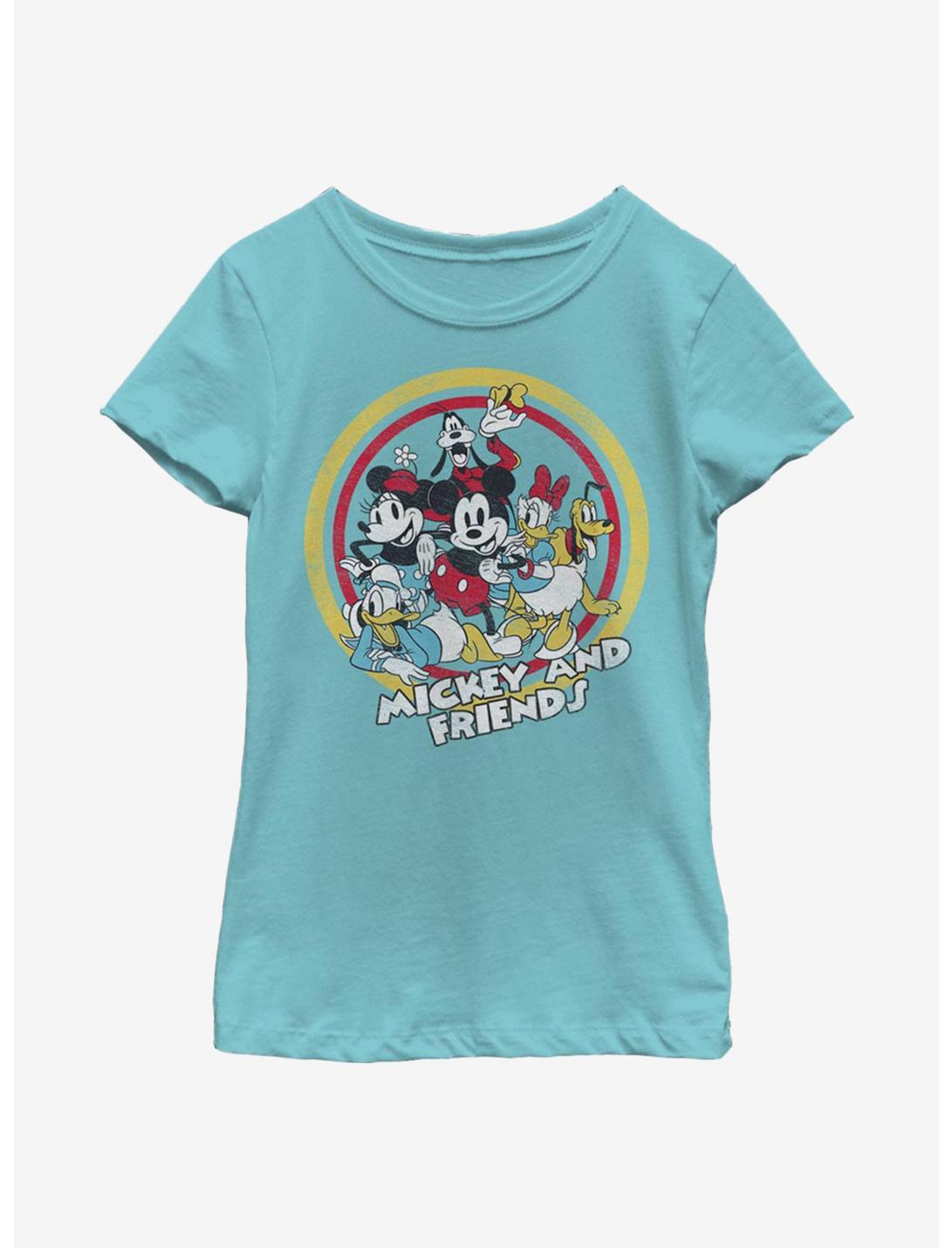 Disney Mickey Mouse Circle Of Friends Chest Youth Girls T-Shirt, TAHI BLUE, hi-res