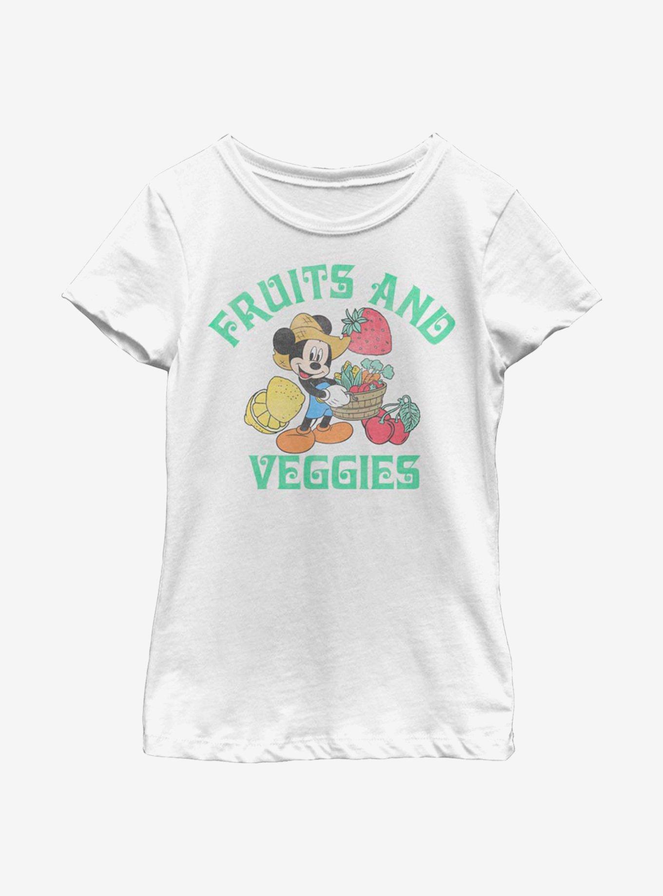 Disney Mickey Mouse Fruits And Veggies Youth Girls T-Shirt, WHITE, hi-res