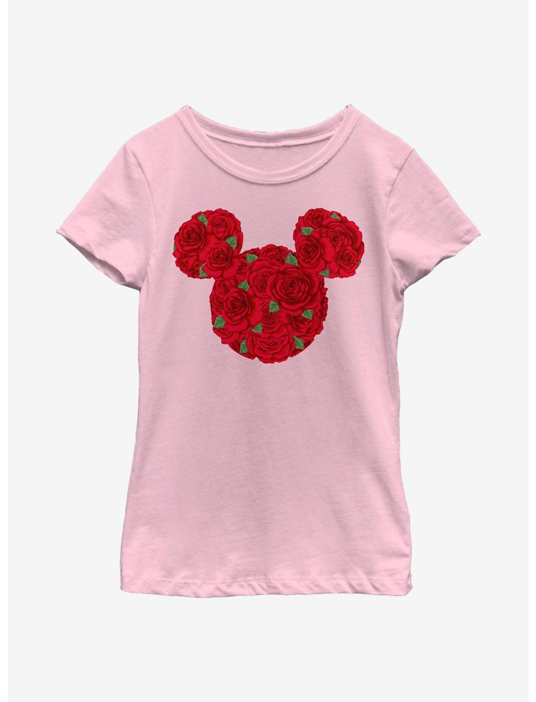 Disney Minnie Mouse Mickey Mouse Roses Youth Girls T-Shirt, PINK, hi-res