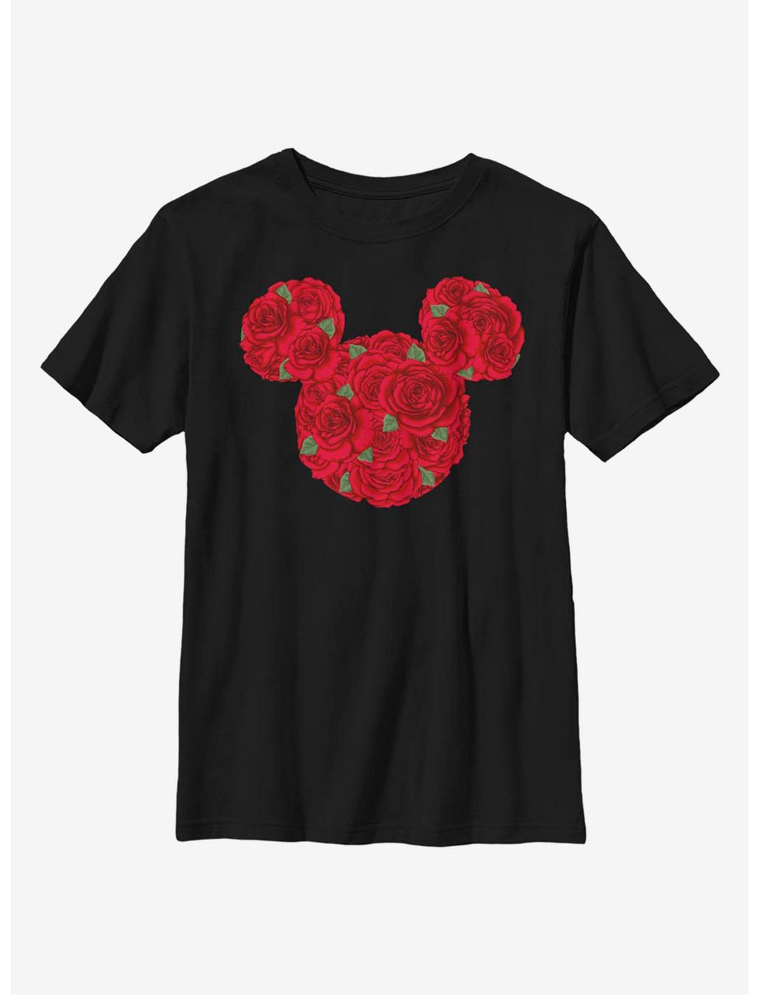 Disney Minnie Mouse Mickey Mouse Roses Youth T-Shirt, BLACK, hi-res