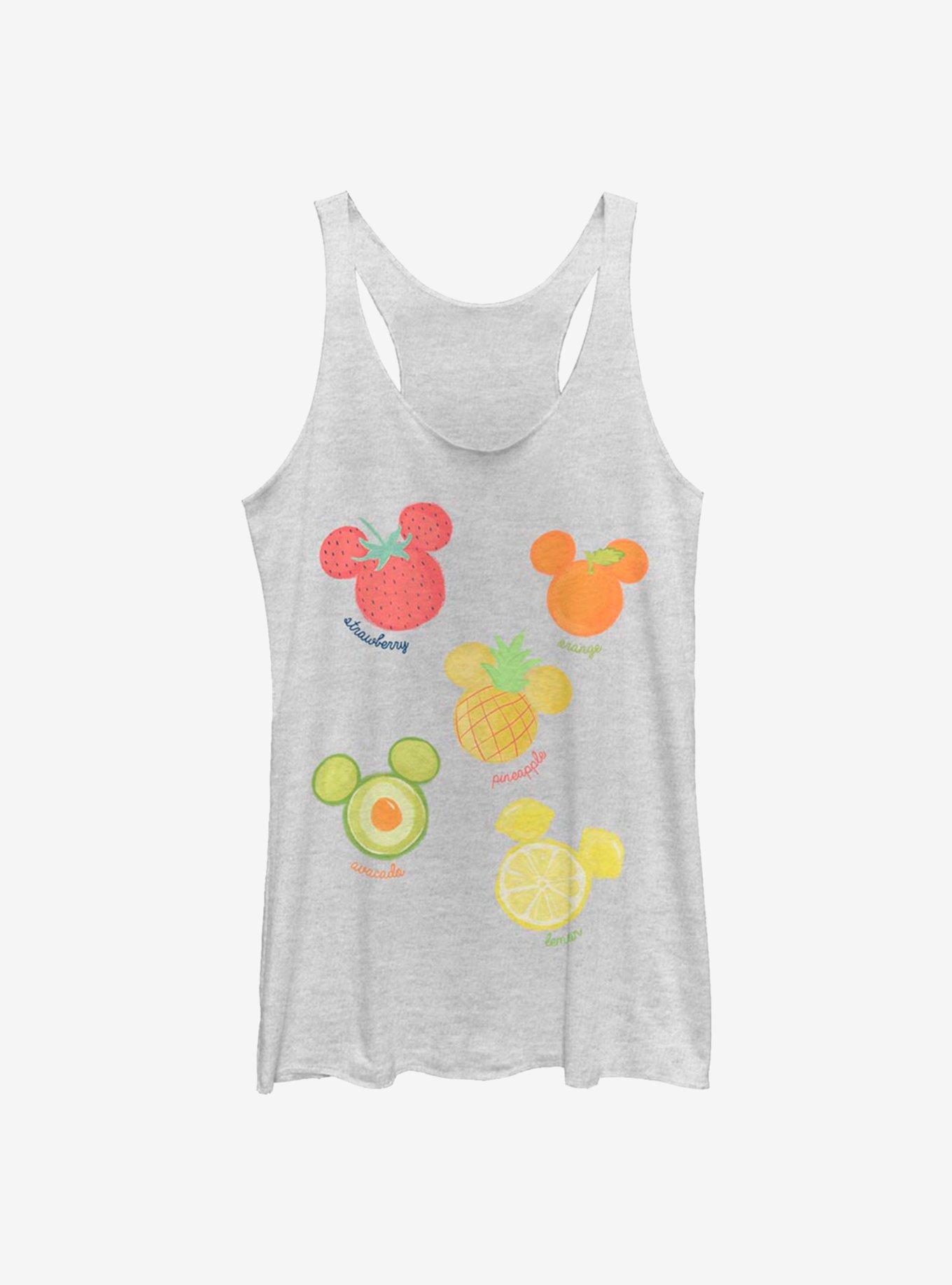 Disney Mickey Mouse Assorted Fruit Womens Tank Top, WHITE HTR, hi-res