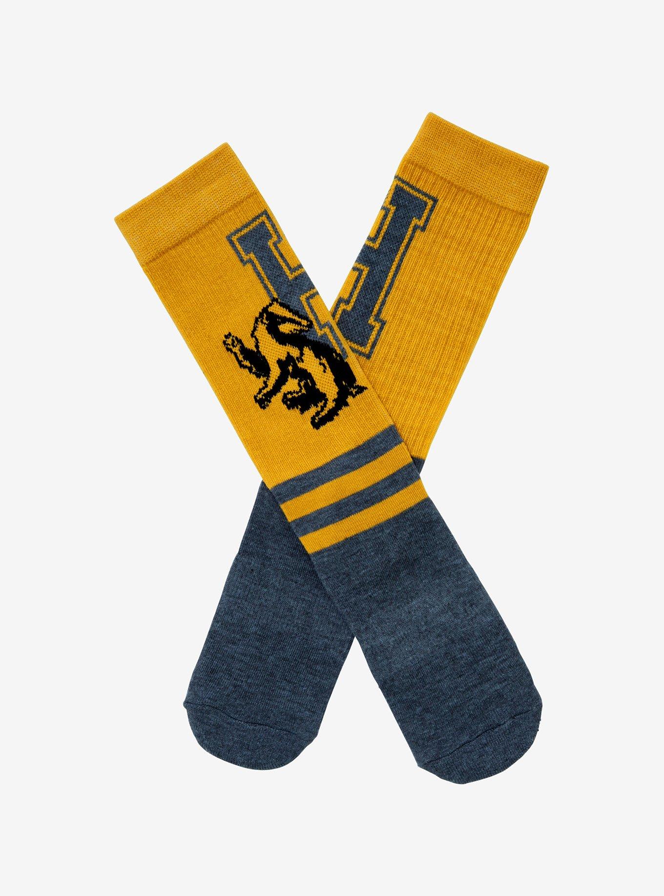 Harry Potter Hufflepuff Collegiate Crew Socks - BoxLunch Exclusive, , hi-res