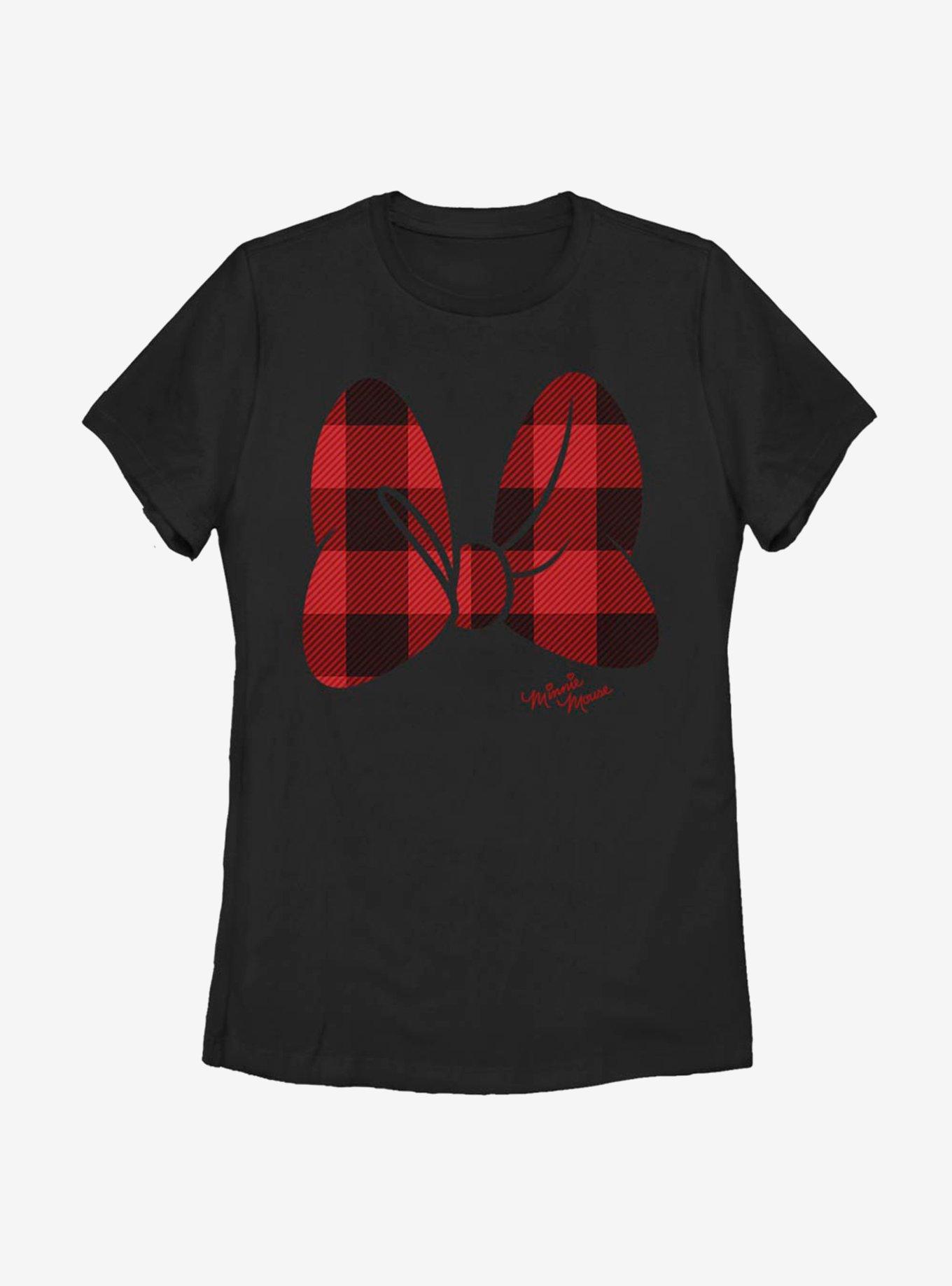 Disney Minnie Mouse Plaid Bow Womens T-Shirt, , hi-res