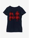 Disney Minnie Mouse Plaid Bow Youth Girls T-Shirt, NAVY, hi-res