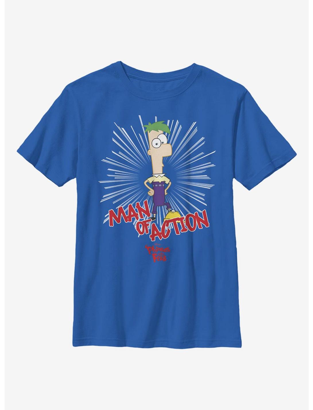 Disney Phineas And Ferb Man Of Action Youth T-Shirt, ROYAL, hi-res
