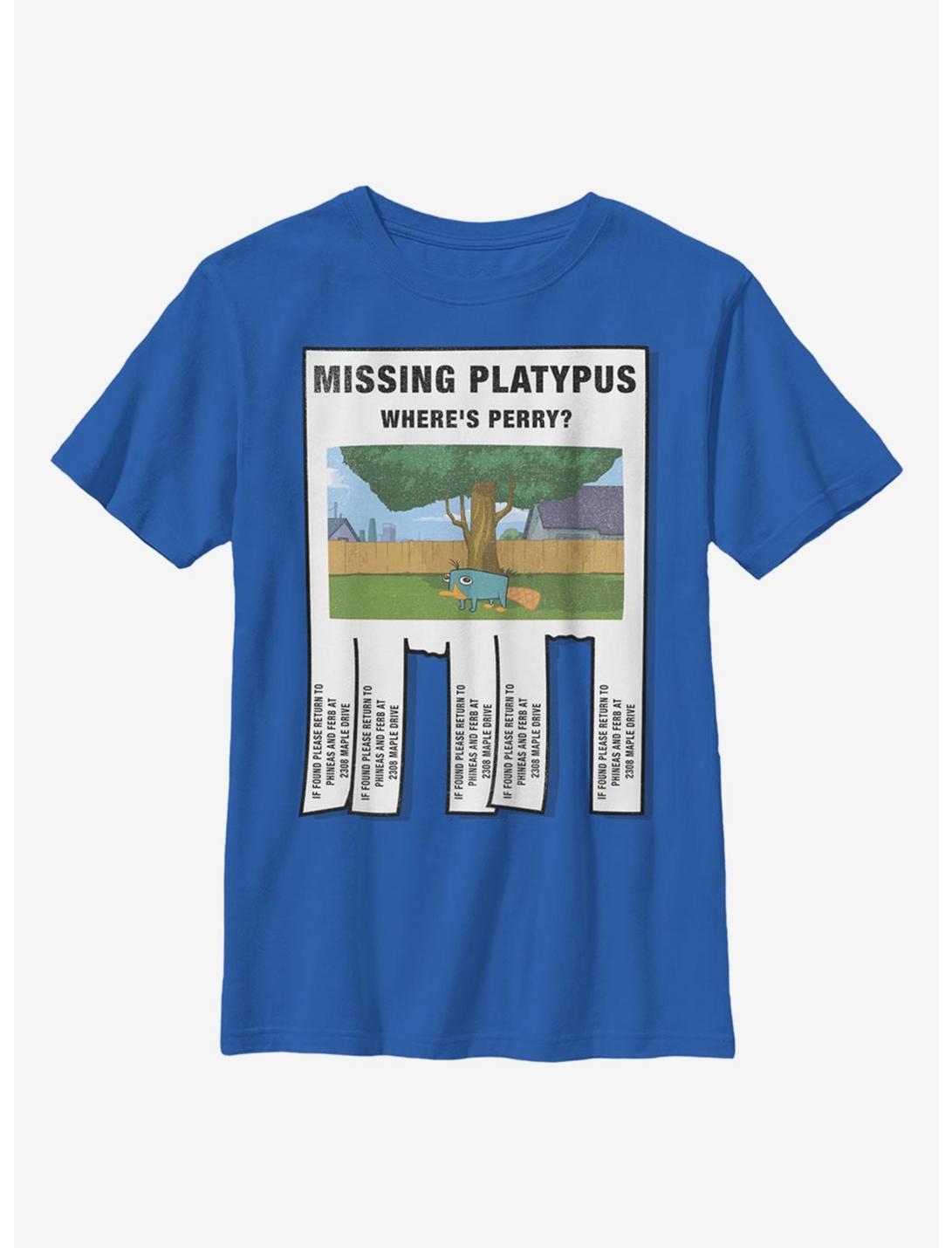 Disney Phineas And Ferb Missing Platypus Youth T-Shirt, ROYAL, hi-res
