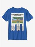 Disney Phineas And Ferb Missing Platypus Youth T-Shirt, ROYAL, hi-res