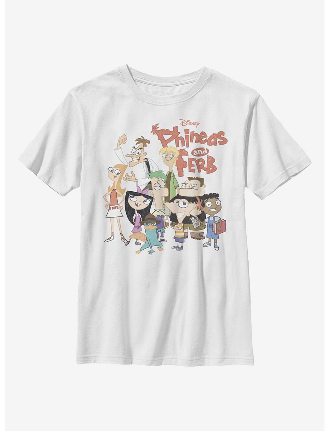 Disney Phineas And Ferb The Group Youth T-Shirt, WHITE, hi-res