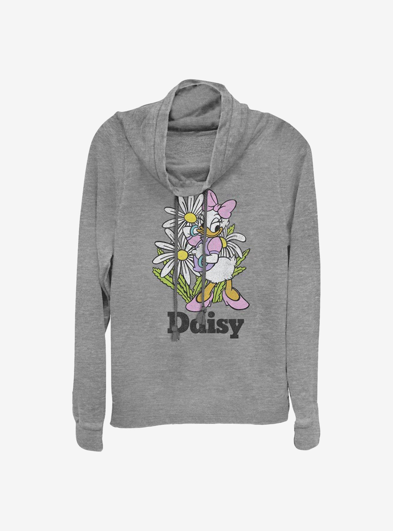 Disney Daisy Duck Daisy Cowlneck Long-Sleeve Girls Top, GRAY HTR, hi-res