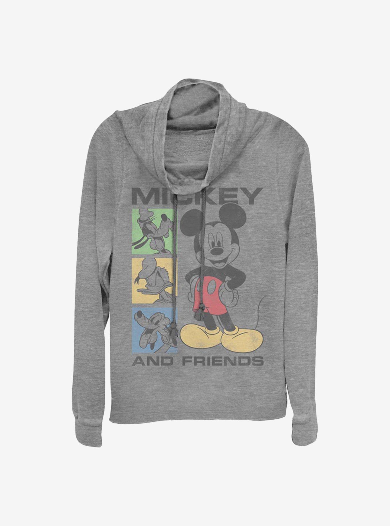 Disney Mickey Mouse Box Seats Cowlneck Long-Sleeve Girls Top, GRAY HTR, hi-res