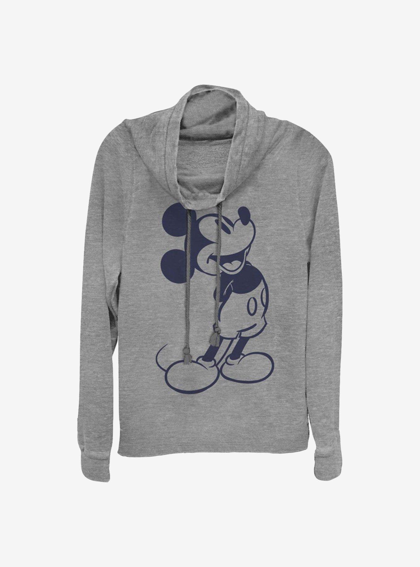Disney Mickey Mouse Classic Mickey Cowlneck Long-Sleeve Girls Top, GRAY HTR, hi-res