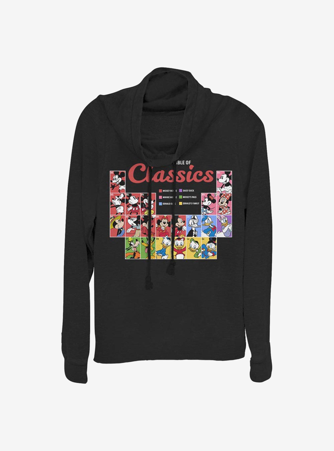 Disney Mickey Mouse Classic Periodic Cowlneck Long-Sleeve Girls Top, BLACK, hi-res