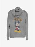 Disney Mickey Mouse Classic Pose Cowlneck Long-Sleeve Girls Top, GRAY HTR, hi-res
