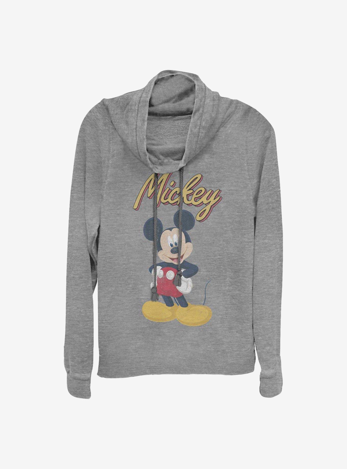 Disney Mickey Mouse Classic Pose Cowlneck Long-Sleeve Girls Top, GRAY HTR, hi-res