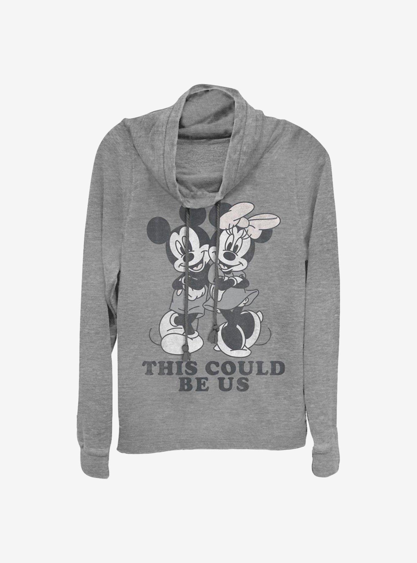 Disney Mickey Mouse Could Be Us Cowlneck Long-Sleeve Girls Top, GRAY HTR, hi-res