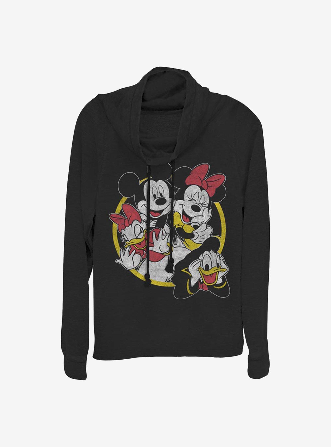 Disney Mickey Mouse And Friends The Crew Group Cowlneck Long-Sleeve Girls Top, BLACK, hi-res