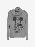 Disney Mickey Mouse Let Me Sleep Cowlneck Long-Sleeve Girls Top, GRAY HTR, hi-res