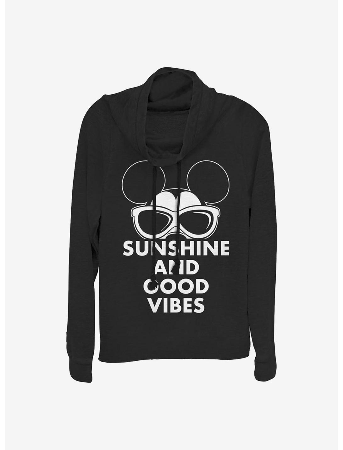 Disney Mickey Mouse Mickey Sunshine Cowlneck Long-Sleeve Girls Top, BLACK, hi-res