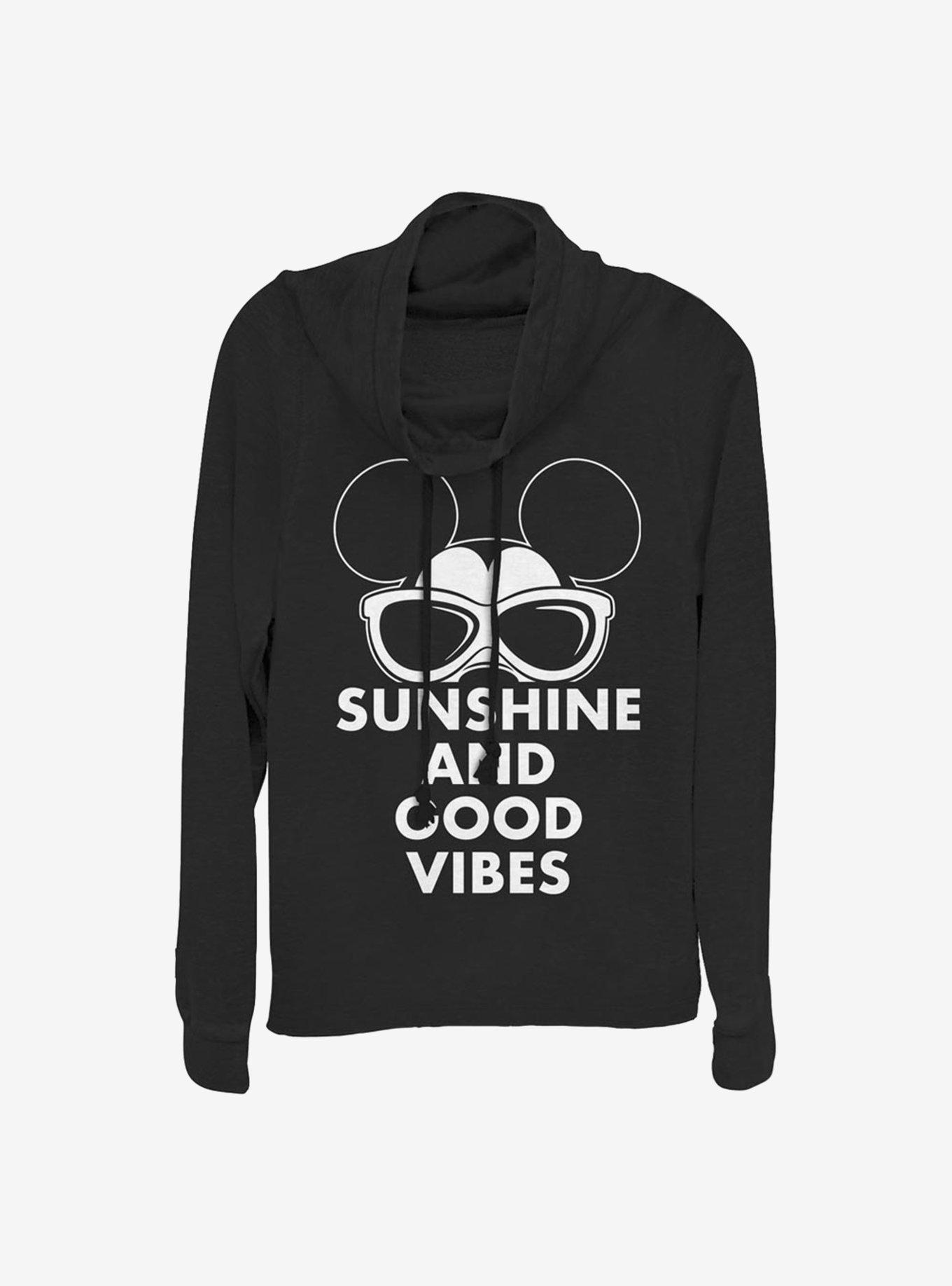 Disney Mickey Mouse Mickey Sunshine Cowlneck Long-Sleeve Girls Top, BLACK, hi-res