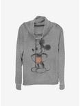 Disney Mickey Mouse Mickey Watery Cowlneck Long-Sleeve Girls Top, GRAY HTR, hi-res