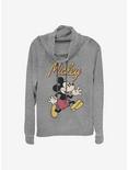 Disney Mickey Mouse Vintage Mickey Cowlneck Long-Sleeve Girls Top, GRAY HTR, hi-res