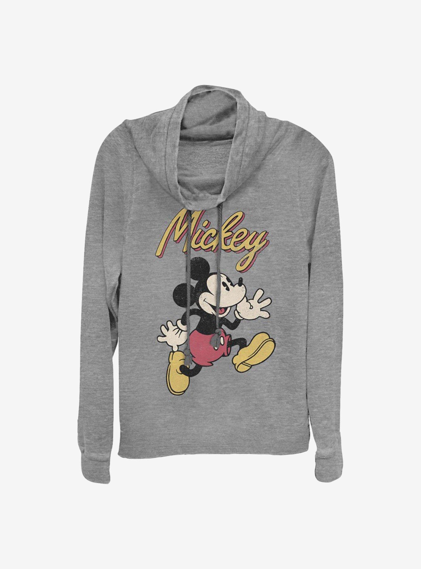 Disney Mickey Mouse Vintage Mickey Cowlneck Long-Sleeve Girls Top, GRAY HTR, hi-res