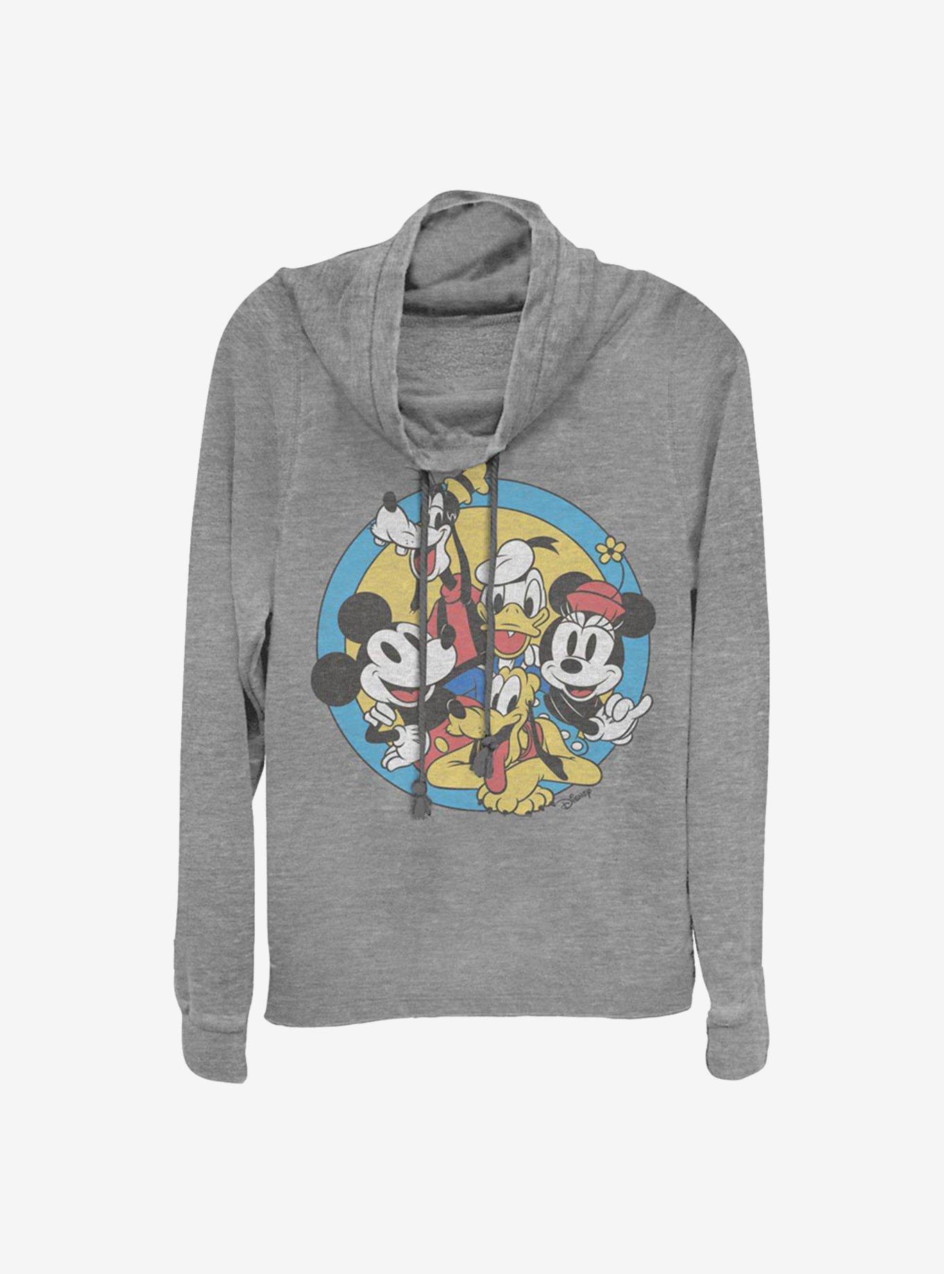 Disney Mickey Mouse Original Buddies Cowlneck Long-Sleeve Girls Top, GRAY HTR, hi-res