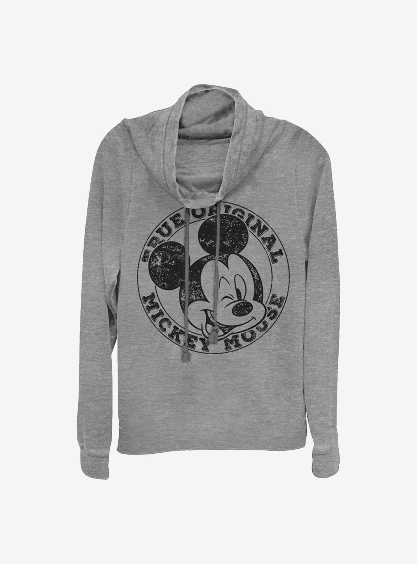 Disney Mickey Mouse Original Mickey Cowlneck Long-Sleeve Girls Top, GRAY HTR, hi-res