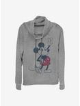Disney Mickey Mouse Plaid Mickey Cowlneck Long-Sleeve Girls Top, GRAY HTR, hi-res