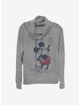Disney Mickey Mouse Plaid Mickey Cowlneck Long-Sleeve Girls Top, , hi-res