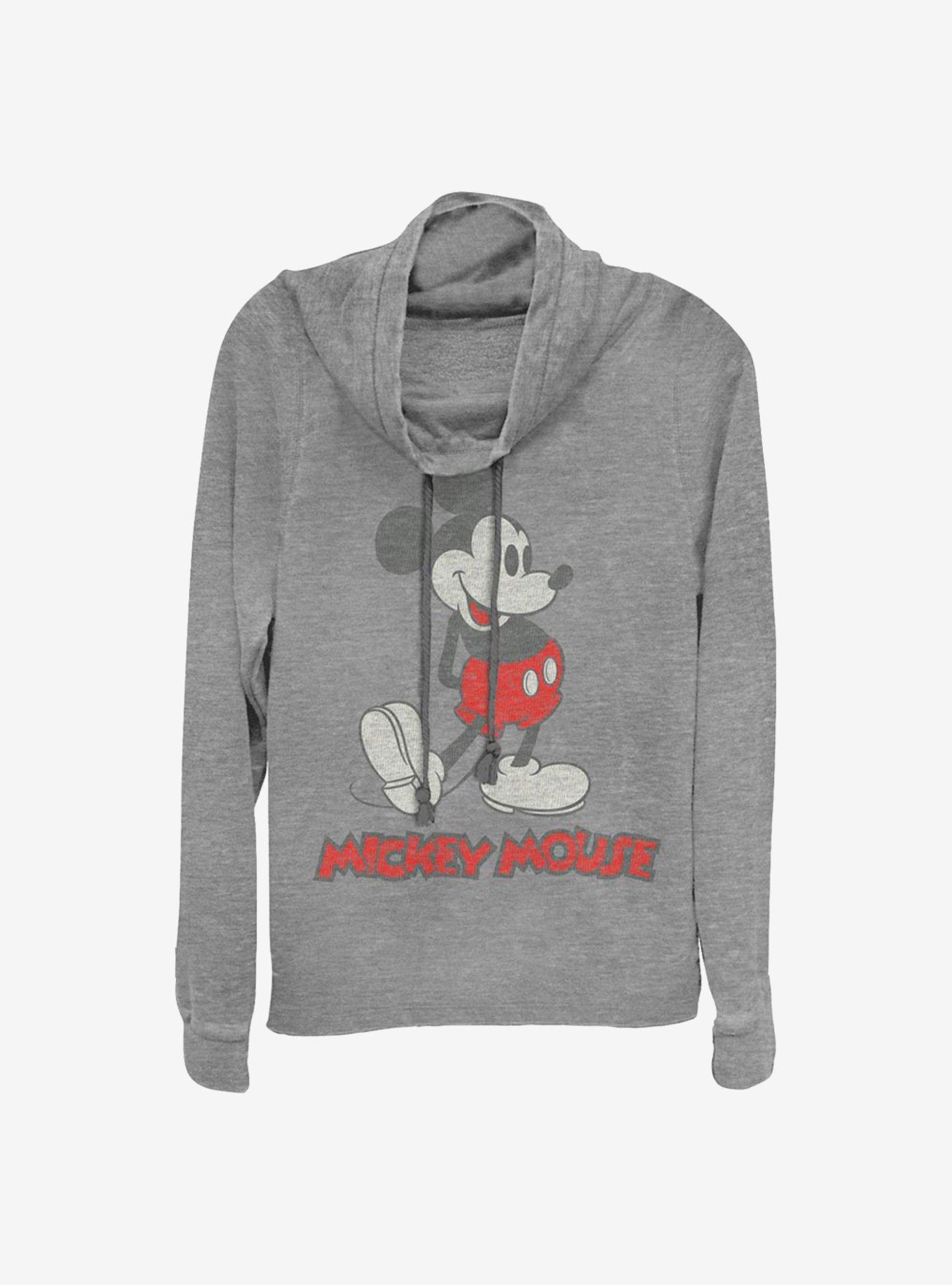 Disney Mickey Mouse Vintage Mickey Cowlneck Long-Sleeve Girls Top, GRAY HTR, hi-res