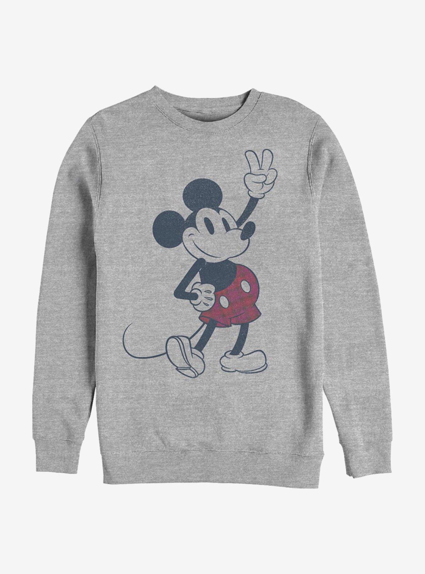 Disney Mickey Mouse Plaid Mickey Crew Sweatshirt, ATH HTR, hi-res