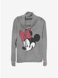 Disney Minnie Mouse Big Bow Cowlneck Long-Sleeve Girls Top, GRAY HTR, hi-res