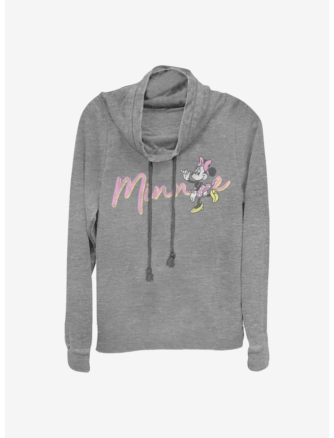 Disney Minnie Mouse Signature Cowlneck Long-Sleeve Girls Top, GRAY HTR, hi-res