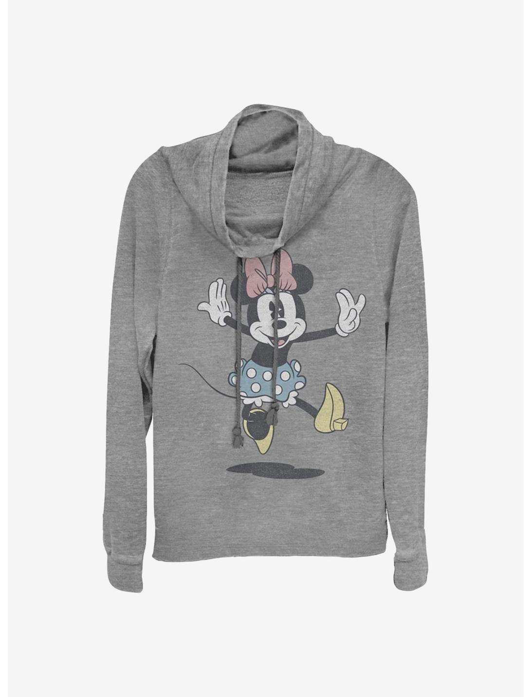 Disney Minnie Mouse Minnie Jump Cowlneck Long-Sleeve Girls Top, GRAY HTR, hi-res
