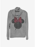 Disney Minnie Mouse Minnie Leopard Bow Cowlneck Long-Sleeve Girls Top, GRAY HTR, hi-res