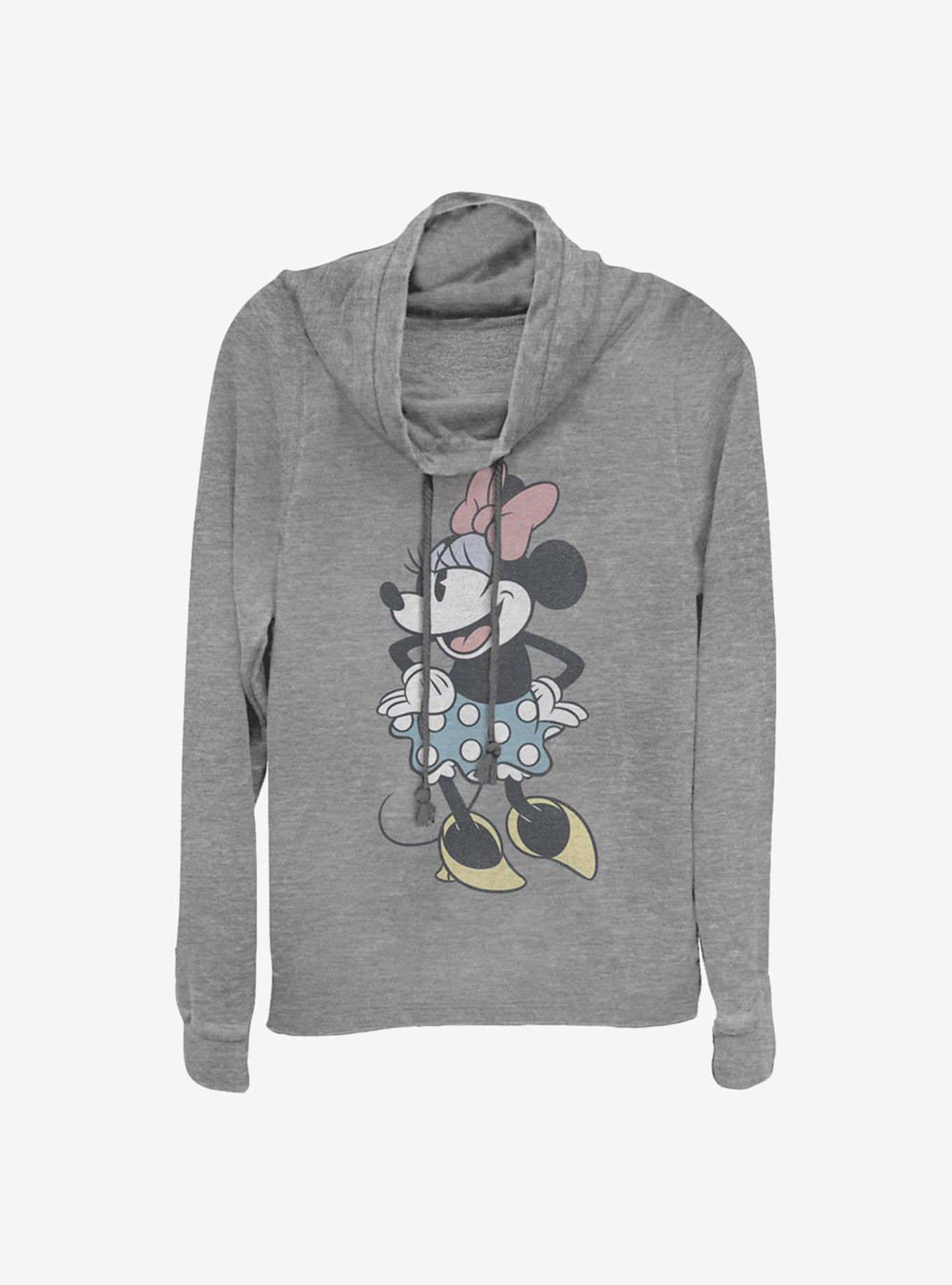 Disney Minnie Mouse Minnie Sass Cowlneck Long-Sleeve Girls Top, GRAY HTR, hi-res