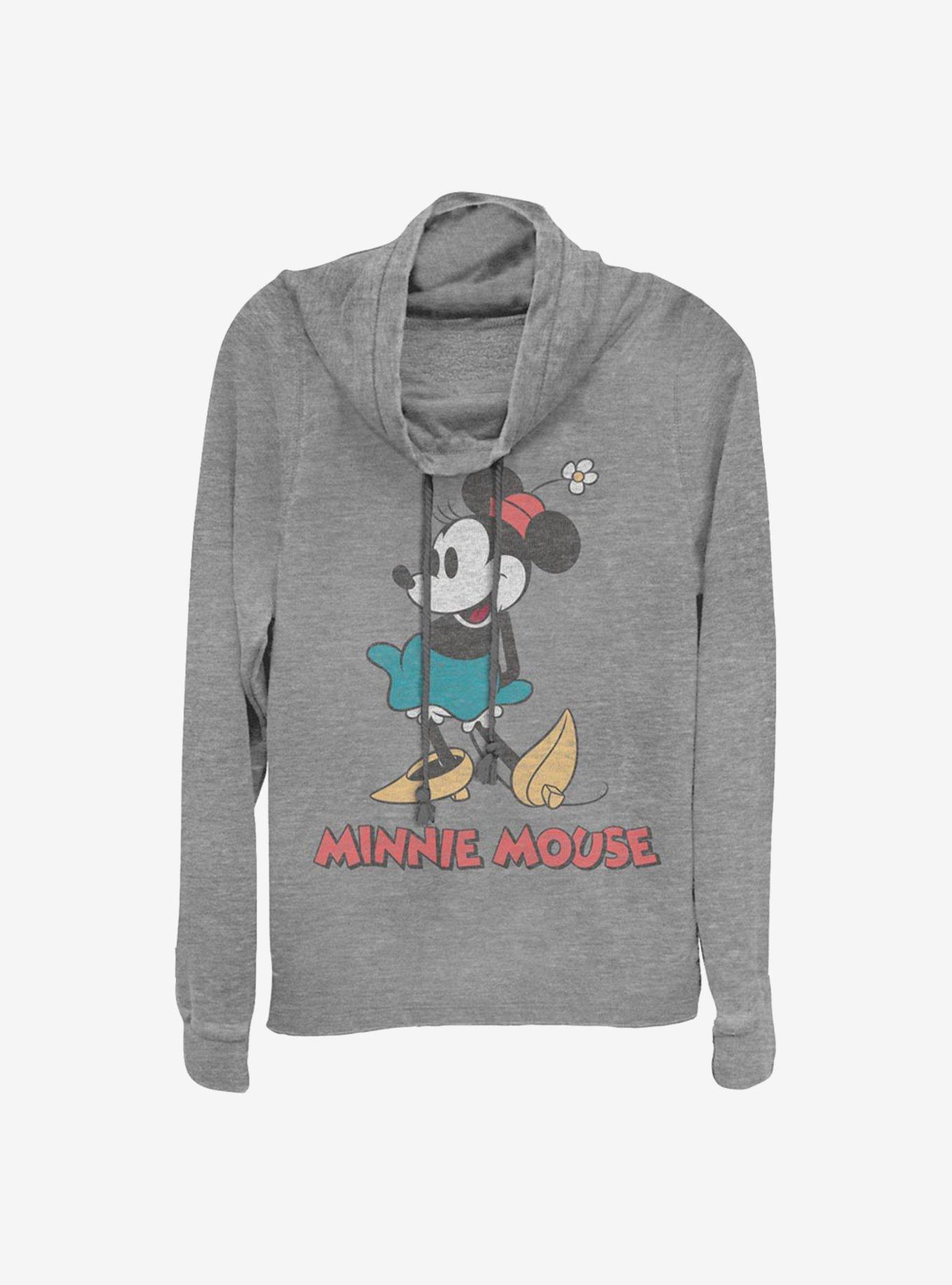 Disney Minnie Mouse Vintage Minnie Cowlneck Long-Sleeve Girls Top, GRAY HTR, hi-res