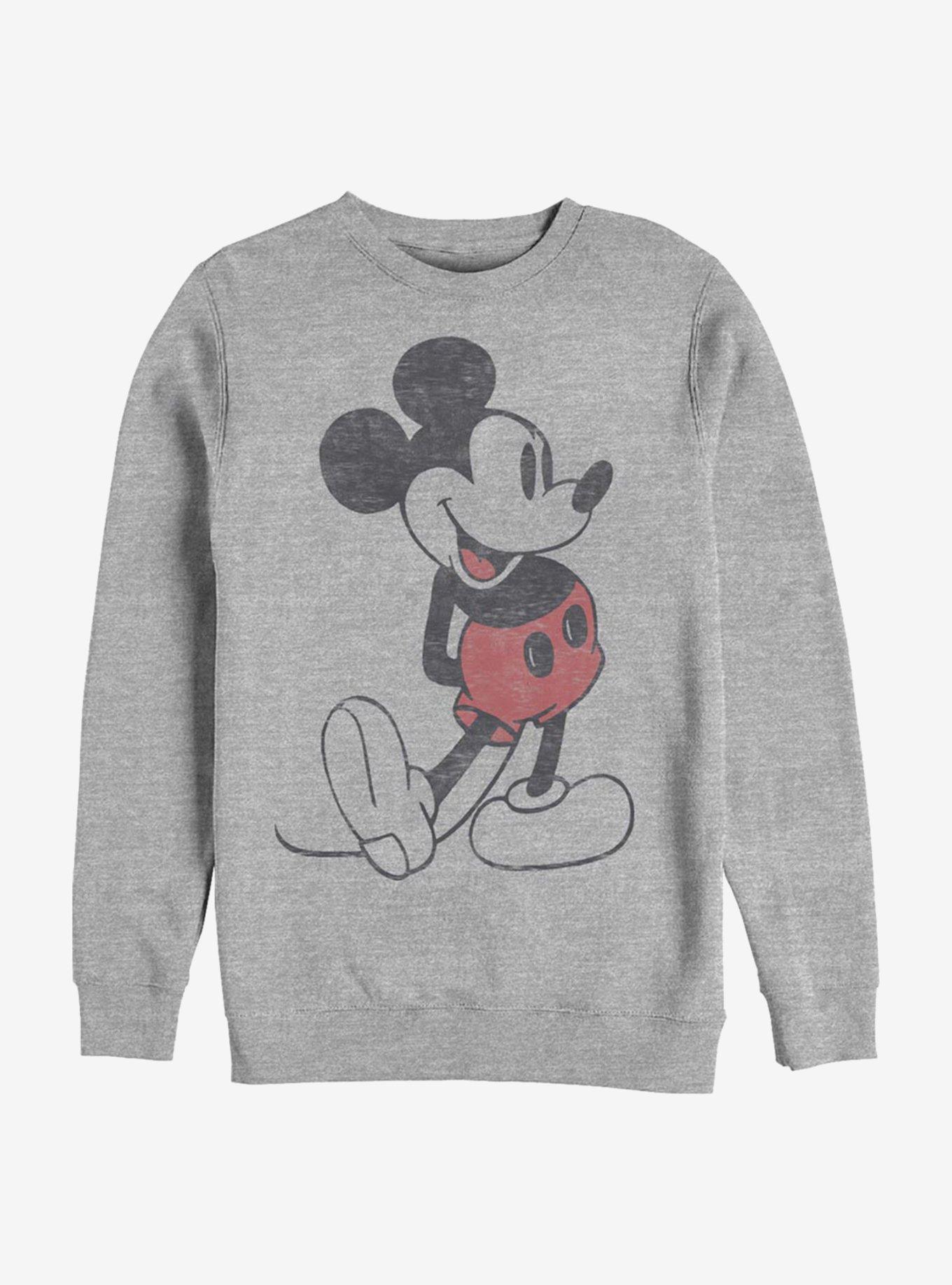 Disney Mickey Mouse Vintage Classic Crew Sweatshirt - GREY