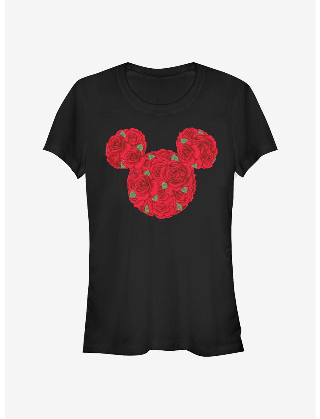Disney Mickey Mouse Roses Girls T-Shirt, BLACK, hi-res
