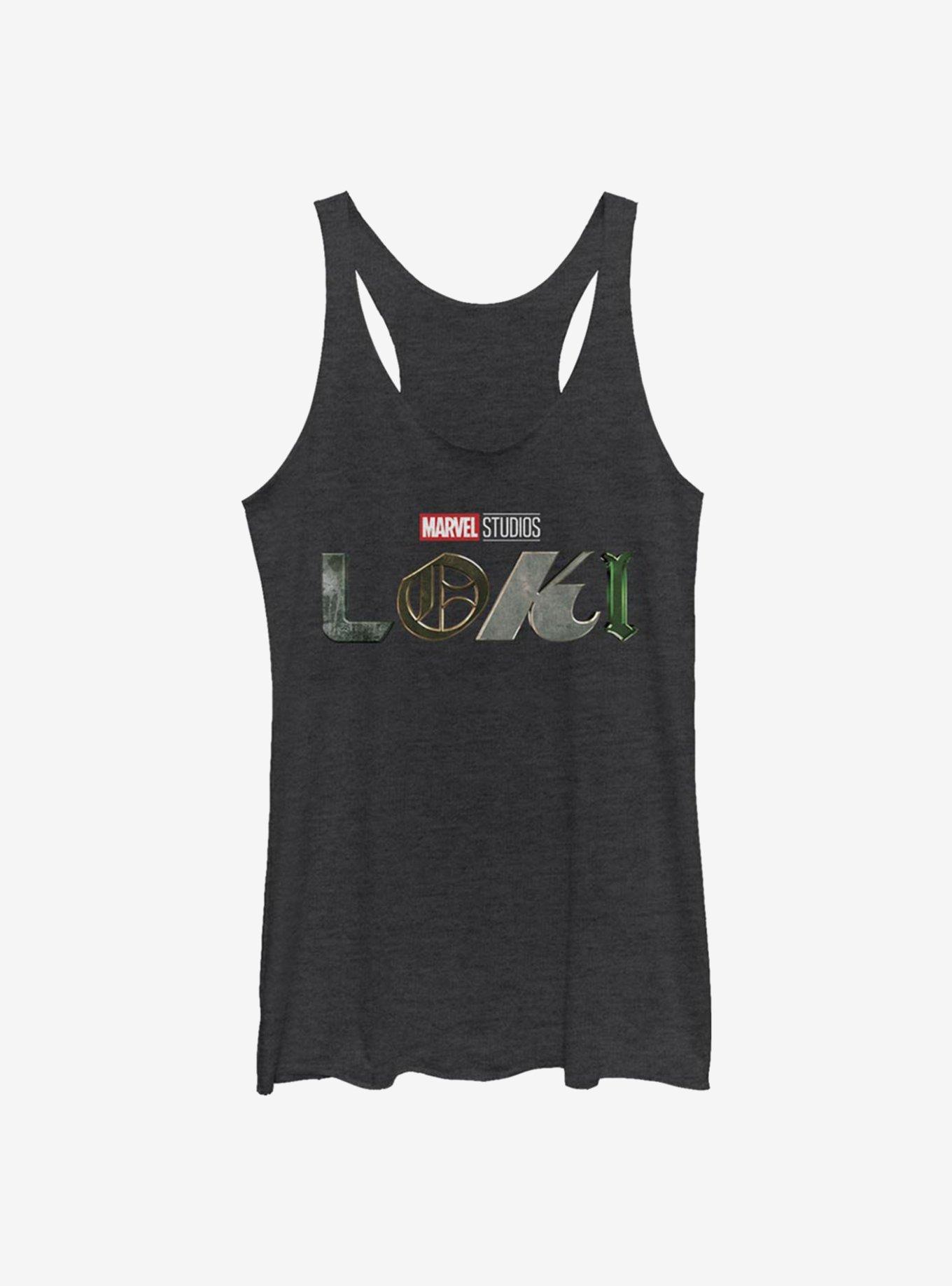 Marvel Loki Logo Womens Tank Top, BLK HTR, hi-res