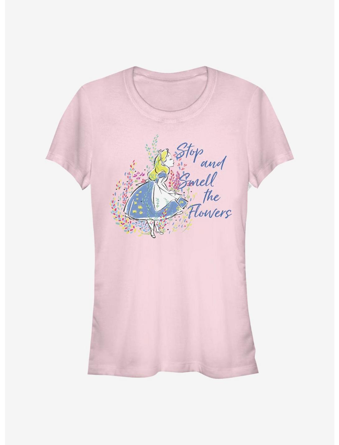 Disney Alice In Wonderland Smell The Flowers Girls T-Shirt, LIGHT PINK, hi-res