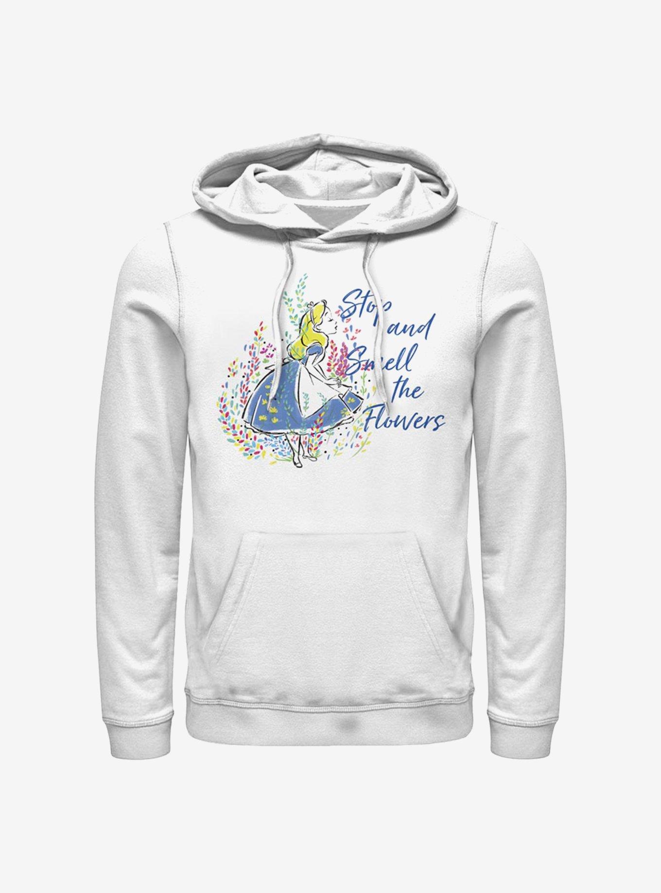 Disney Alice In Wonderland Smell The Flowers Hoodie, WHITE, hi-res