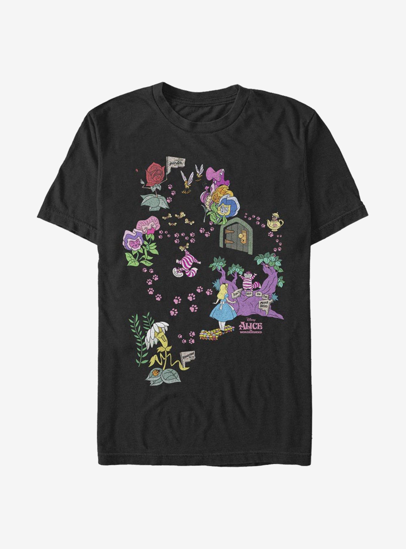 Disney Alice Wonderland Cheshire Map T-Shirt