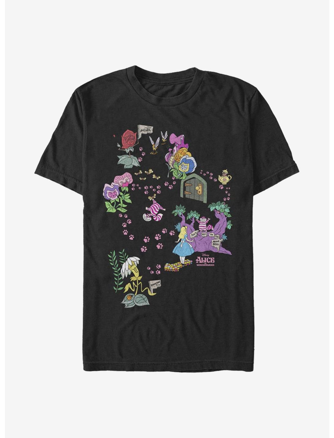 Disney Alice In Wonderland Cheshire Map T-Shirt, BLACK, hi-res