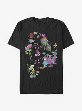 Disney Alice In Wonderland Cheshire Map T-Shirt, BLACK, hi-res