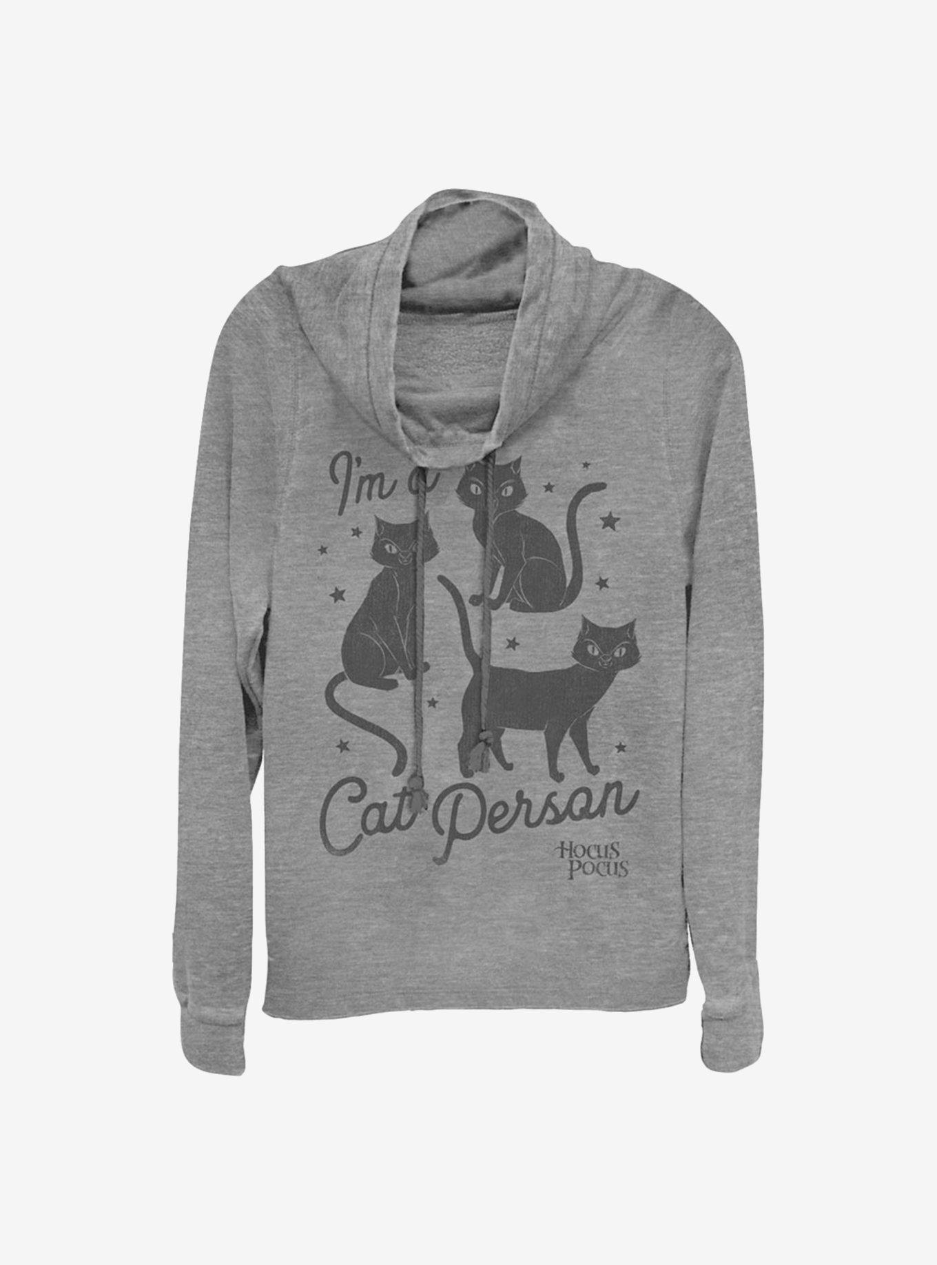 Disney Hocus Pocus Cat Person Cowlneck Long-Sleeve Girls Top, GRAY HTR, hi-res
